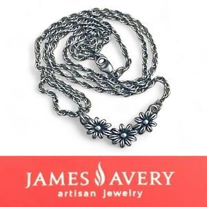 James Avery Margarita Three Flowers Sterling Silver Necklace Retired